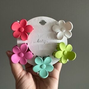 Flower Hair Clips Set - Multicolor